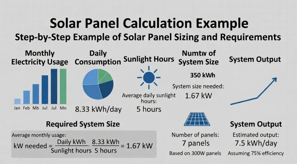 step by step example of how to calculate solar needs for home installation