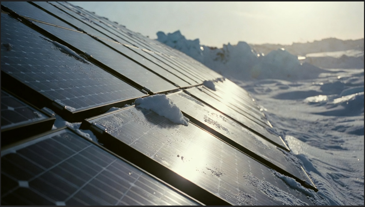 Steep solar panel tilt angle in Canada helping snow slide off panels