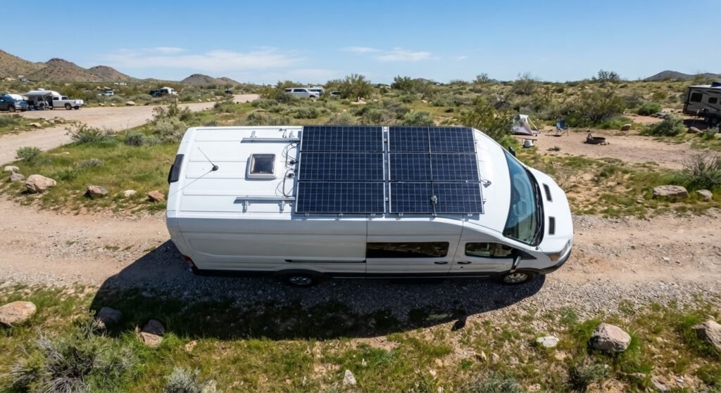 Van life solar system setup
