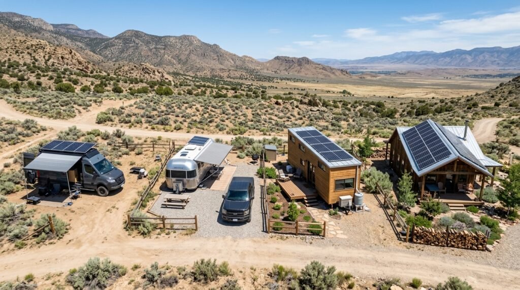 Comparison of solar panel array sizes for van RV cabin and tiny home