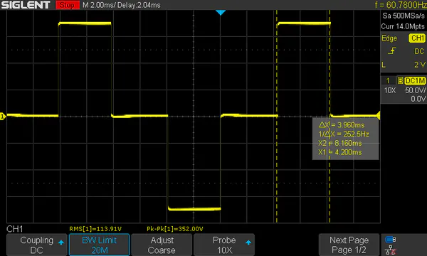 Stepped AC output waveform produced by a modified sine wave power inverter